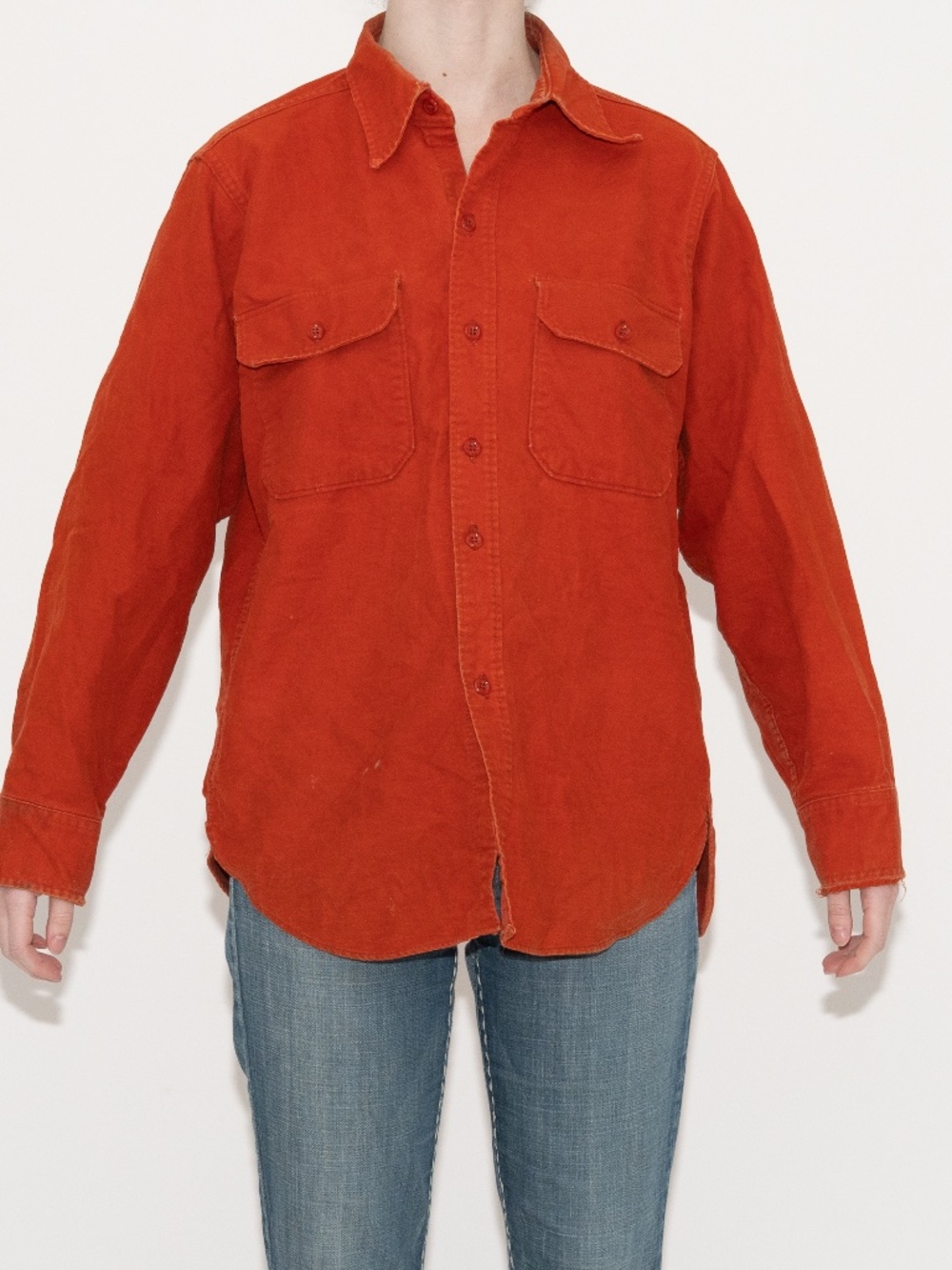 Vintage 80s orange button up blouse woolrich size medium/large wool